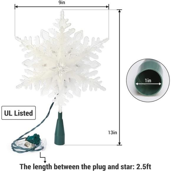 9.25 Inches | Lighted Christmas Treetop with 20 Warm White Lights | 120V - Picture 2 of 6
